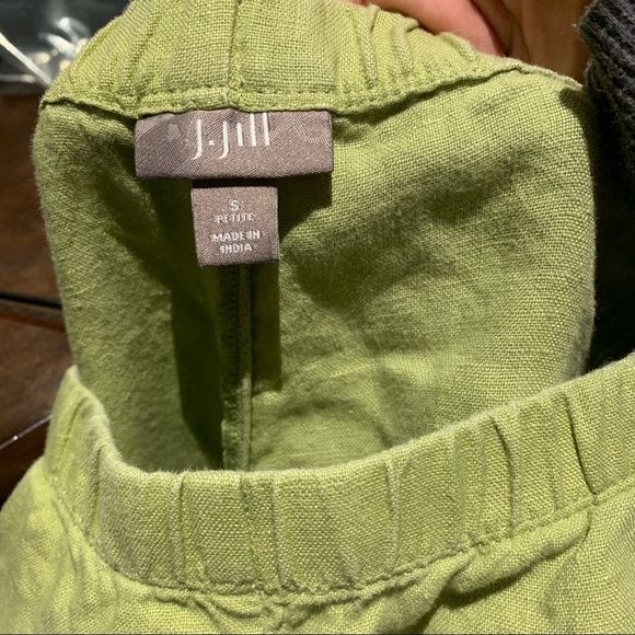 J Jill Light Green 100% linen Wide Crop Pants Side Pocket Size S petite - Picture 11 of 12